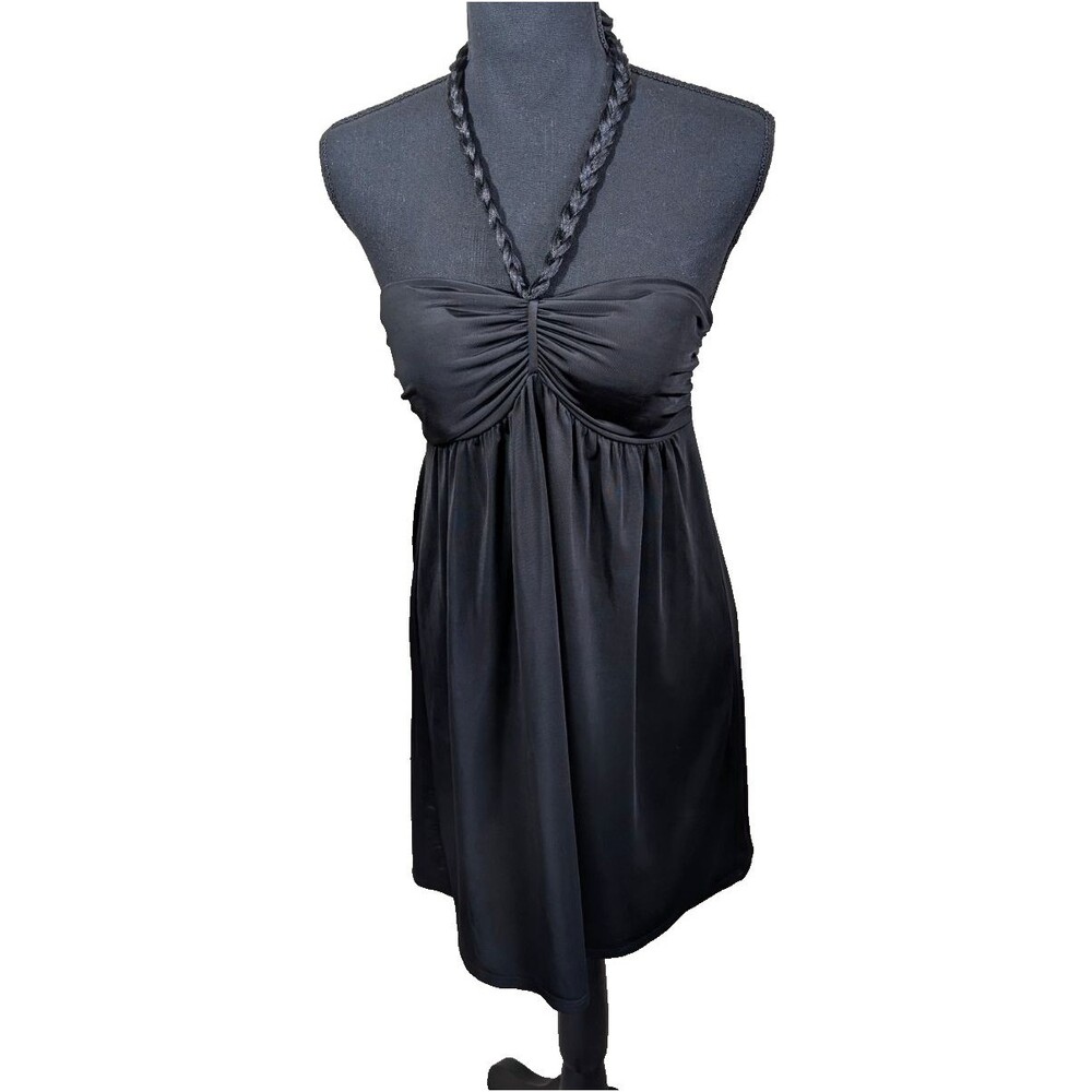 Wet Seal Mini Dress Halter Braided Black Y2K 90s Size Small